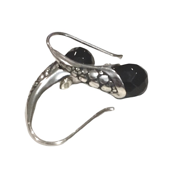 Faceted Black Onyx Sterling Silver Drop Earrings - Picture 13 of 15